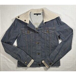 THEORY Denim Jacket Womens Small Long Sleeve Cotton Blend Made In The USA